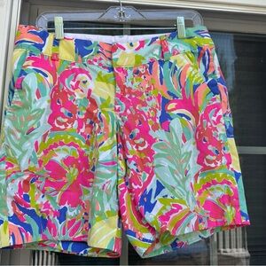 Lilly Pulitzer The Chipper Short Pink Green 100% Cotton Size 8 Summer Vacation